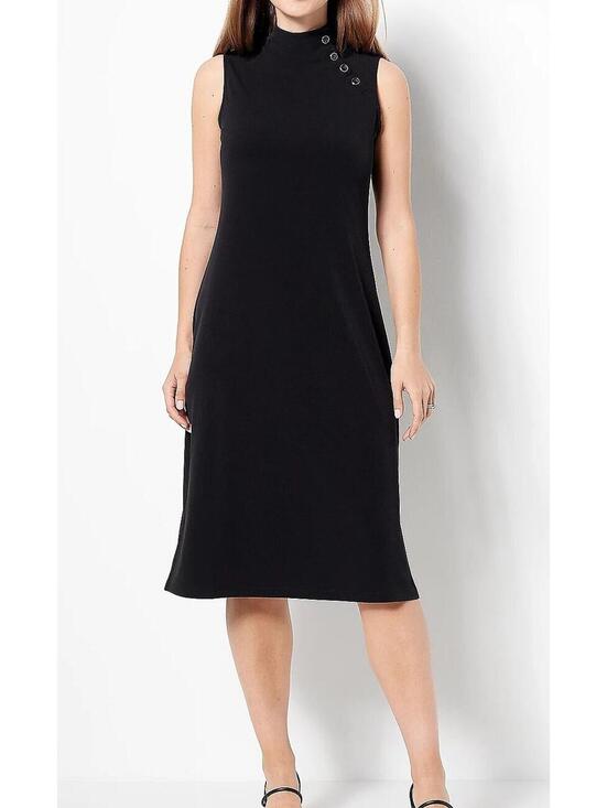 Susan Graver Dresses & Skirts - 2123 Susan Graver Modern Essentials Liquid Knit Mock Neck Dress BLACK Sz XXS